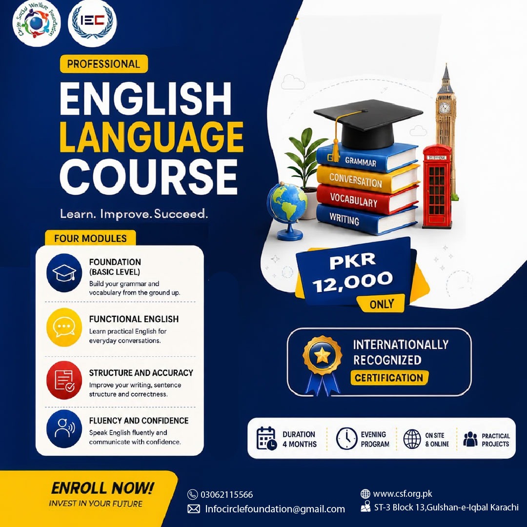 course of professional english language by circle social welfare foundation