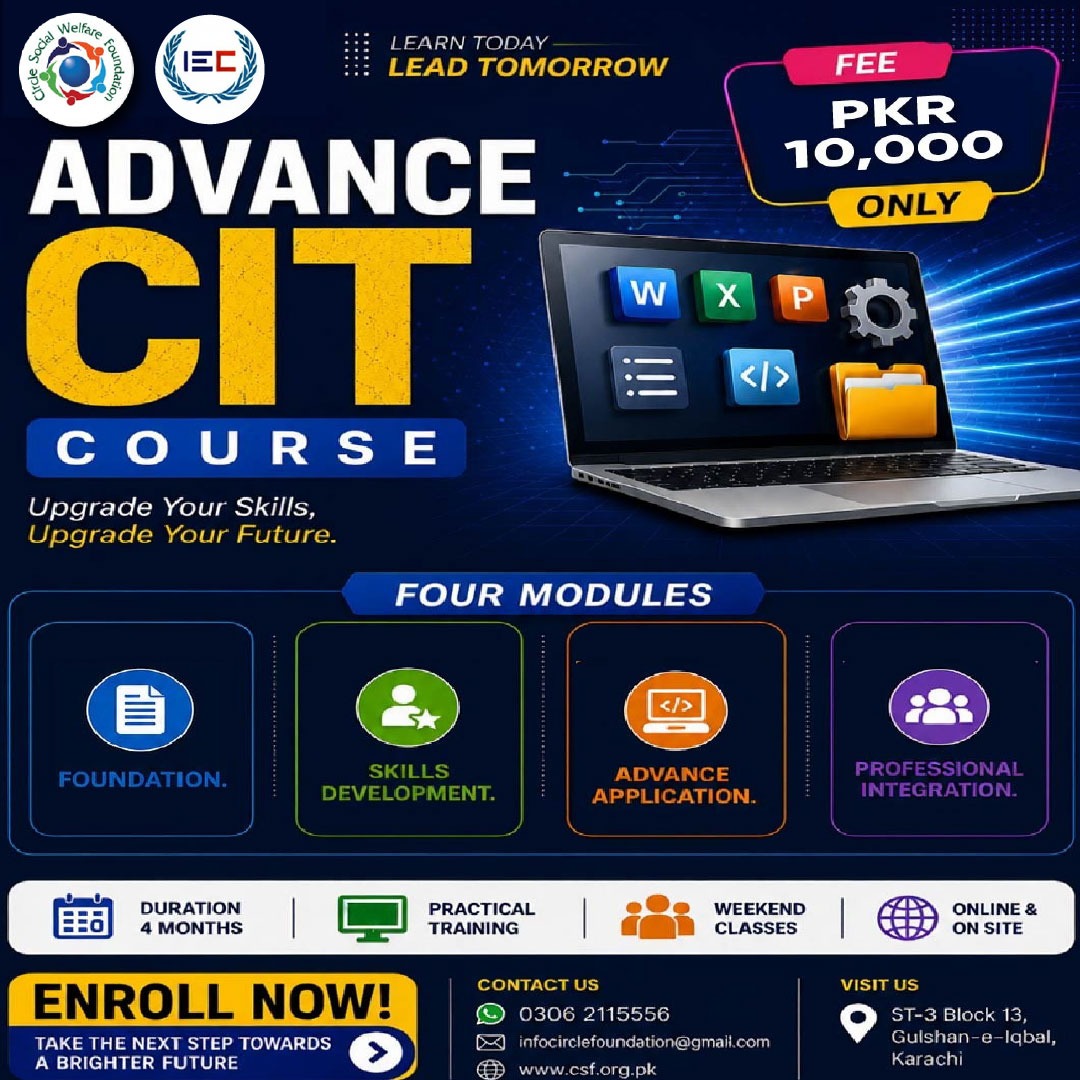 course of advance certificate in information technology by circle social welfare foundation